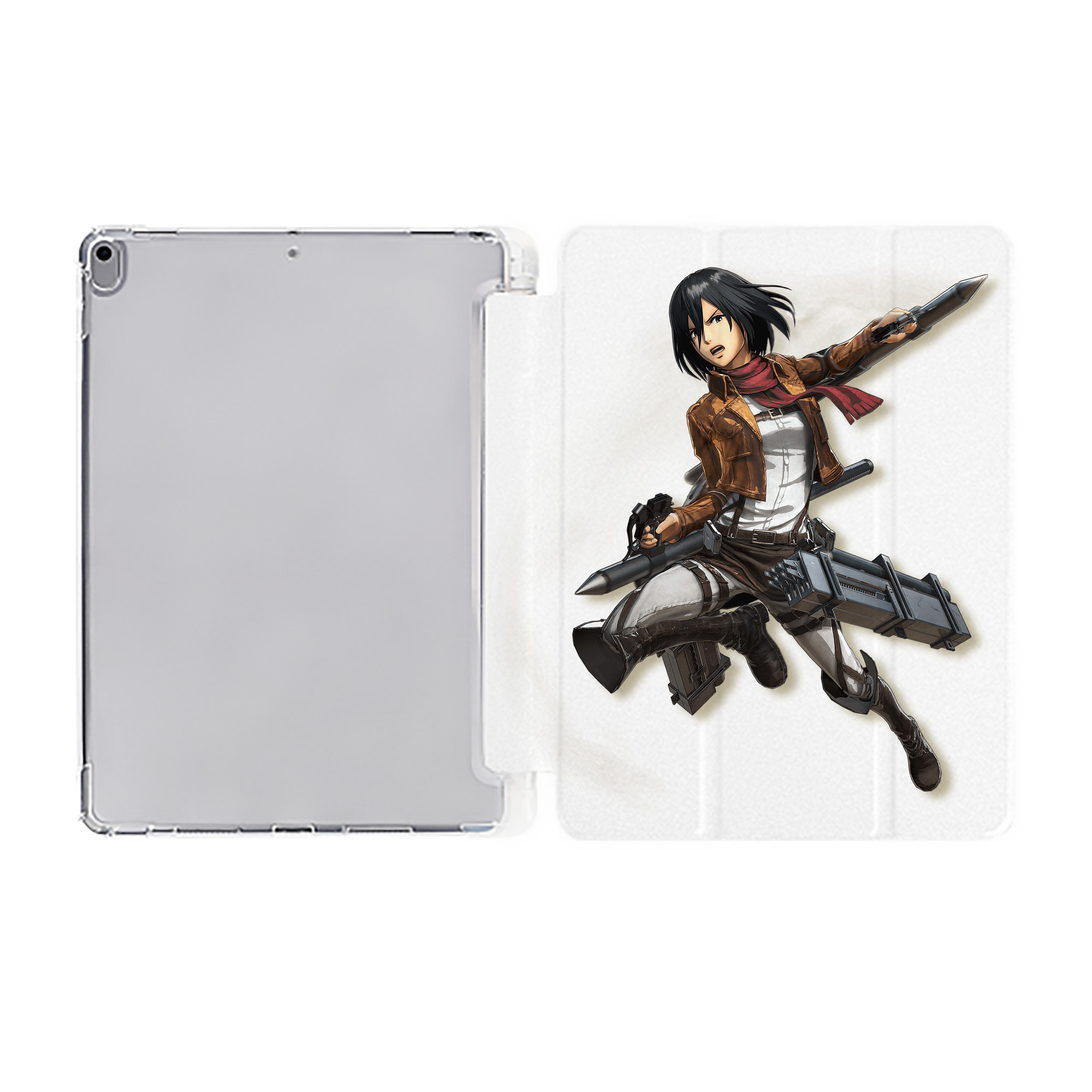 （画像用） 進撃の巨人 ミカサ·アッカーマン Attack on Titan Mikasa Ackerman IPad ケース ペン収納付き 三つ折りスタンド PUレザー×シリコン 対応機種9.5/10.5/10.9インチ